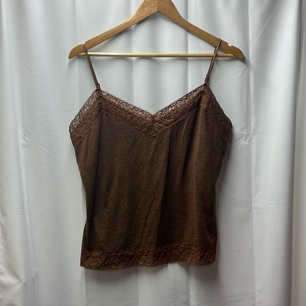 Apostrophe Brown Lace Trim Y2K‎ Camisole Tank- L